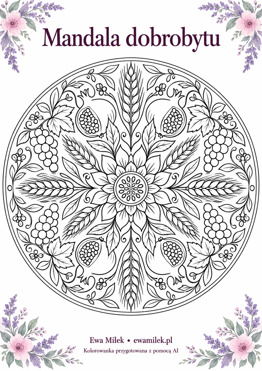 Prosperity mandala — printable colouring page