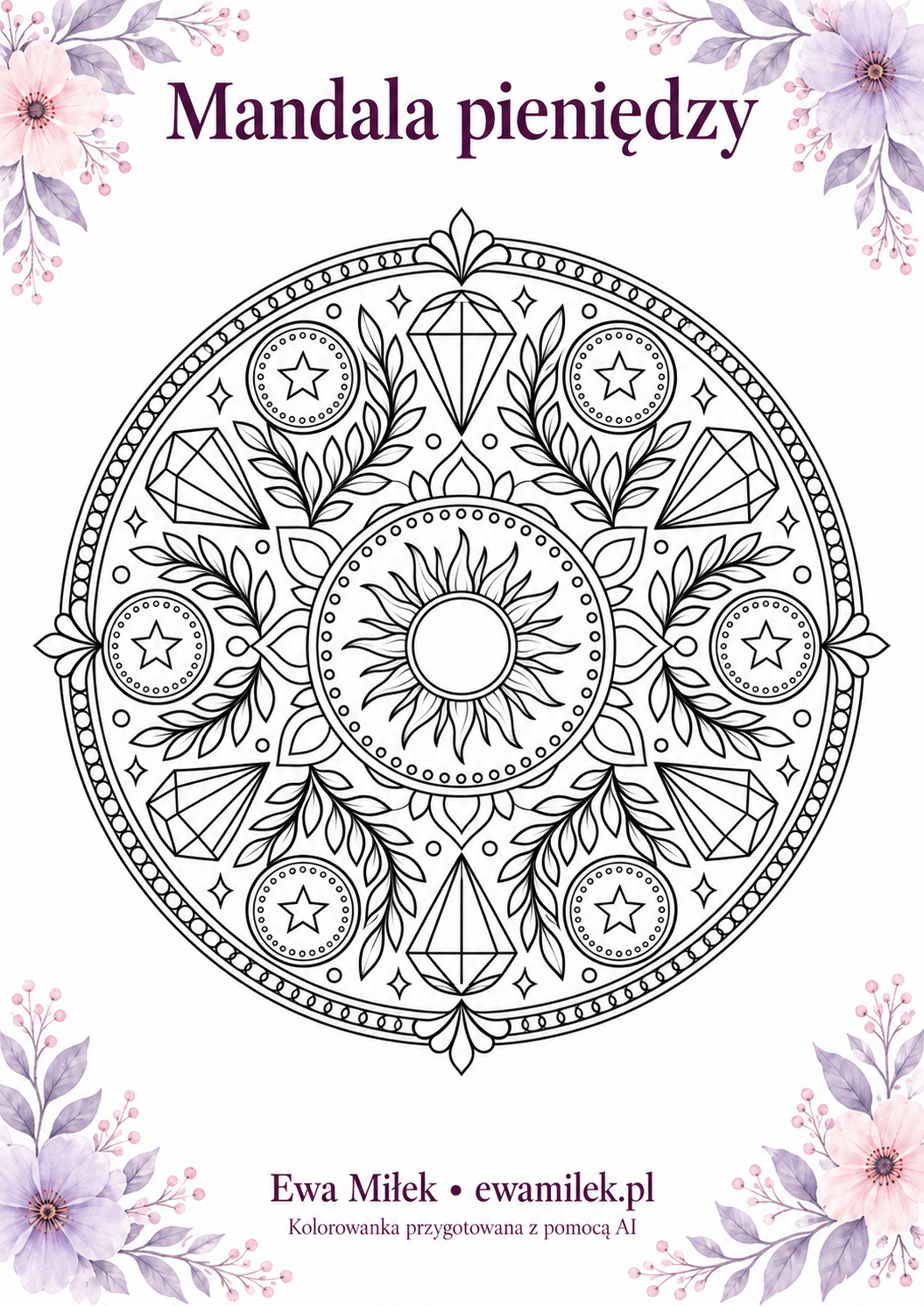 Money mandala — printable colouring page