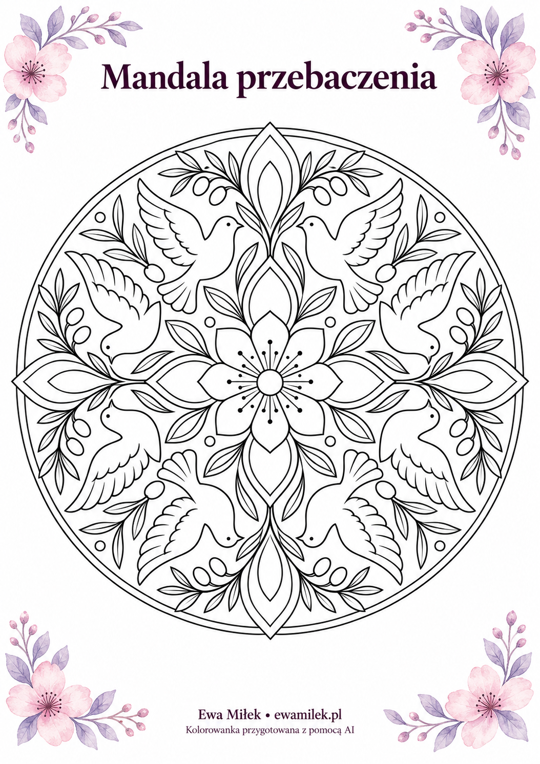 Forgiveness mandala — printable colouring page