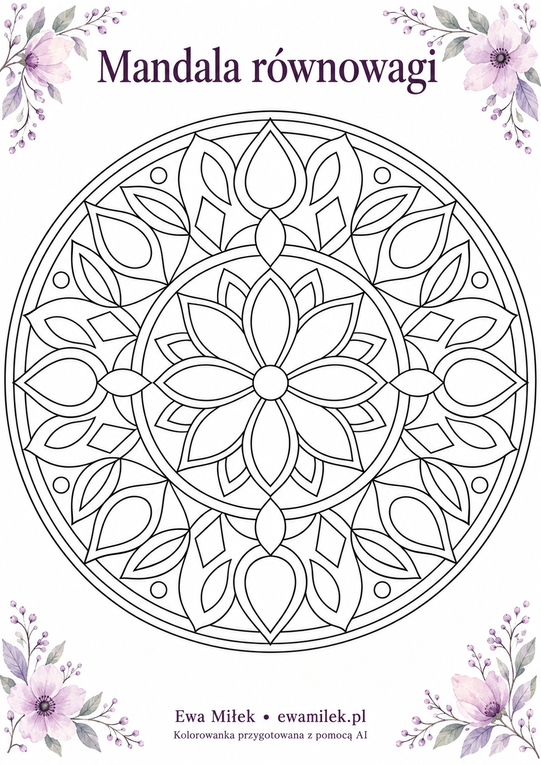 Balance mandala — printable colouring page