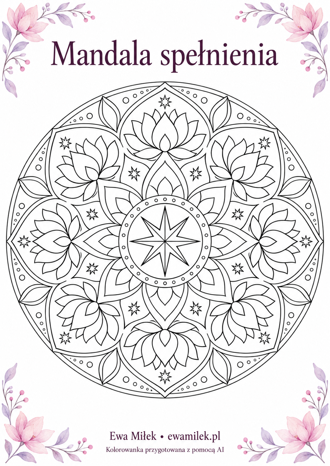 Fulfilment mandala — printable colouring page
