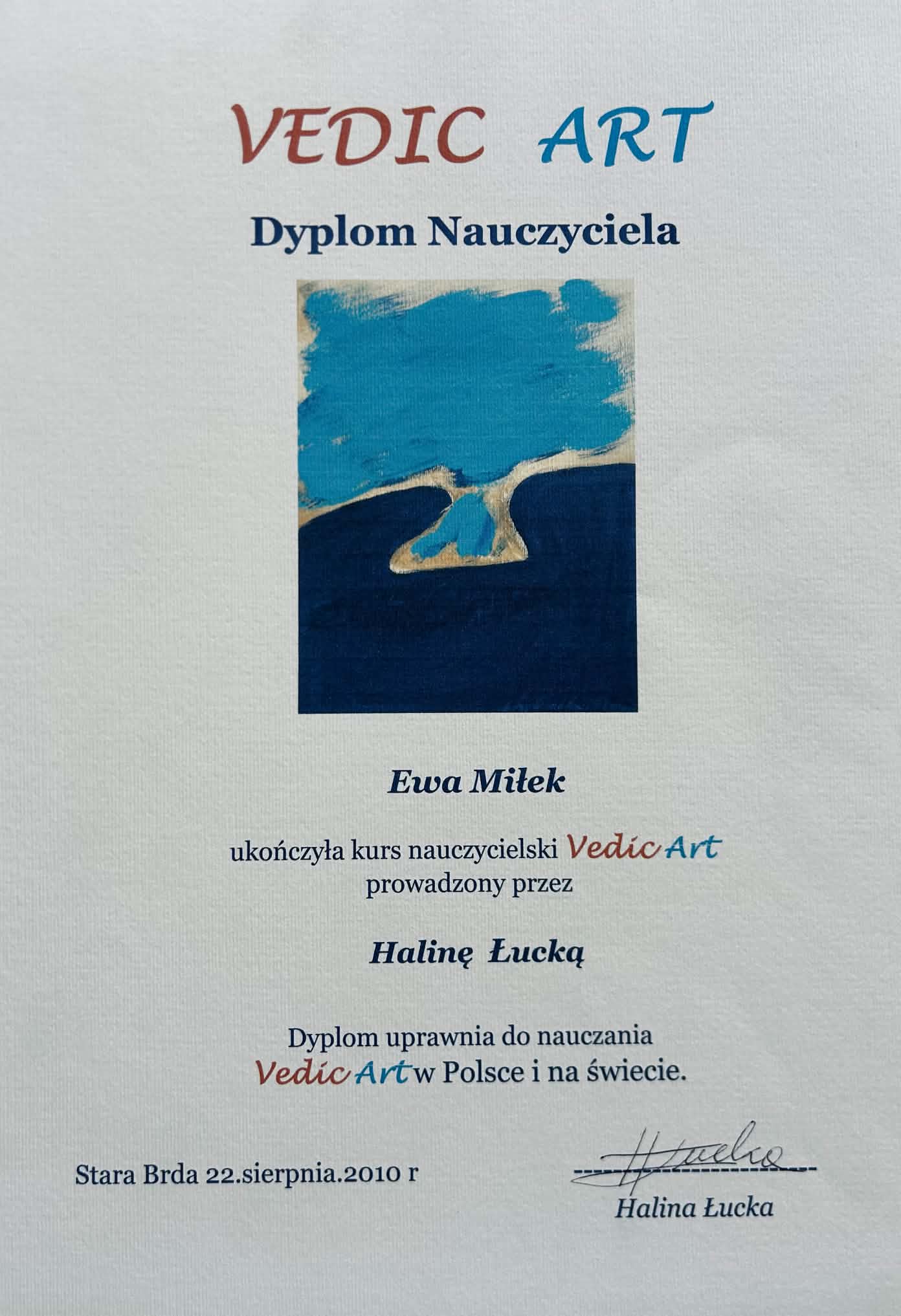 Vedic Art — teacher diploma — Ewa Miłek