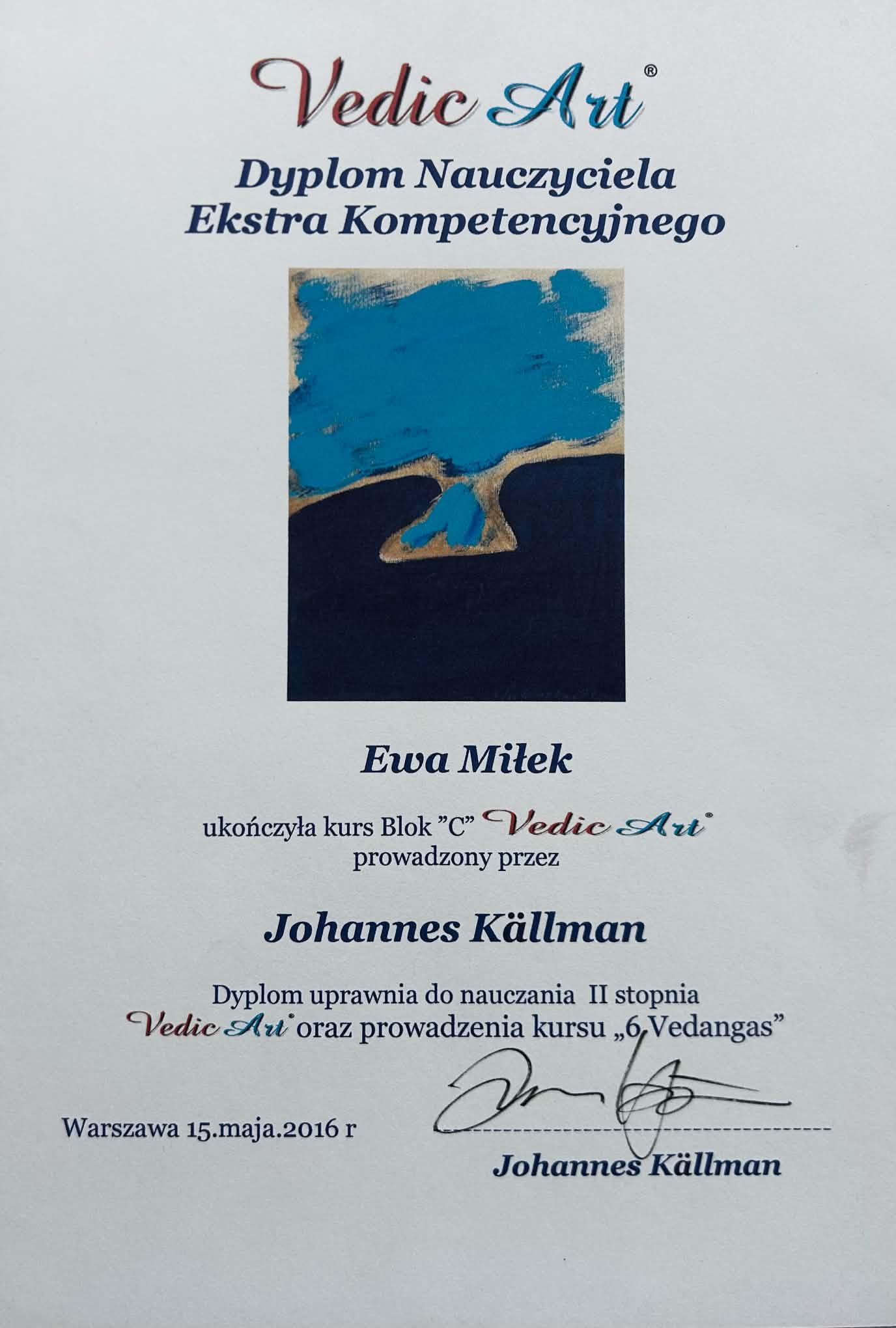 Vedic Art — extra competency teacher diploma — Ewa Miłek